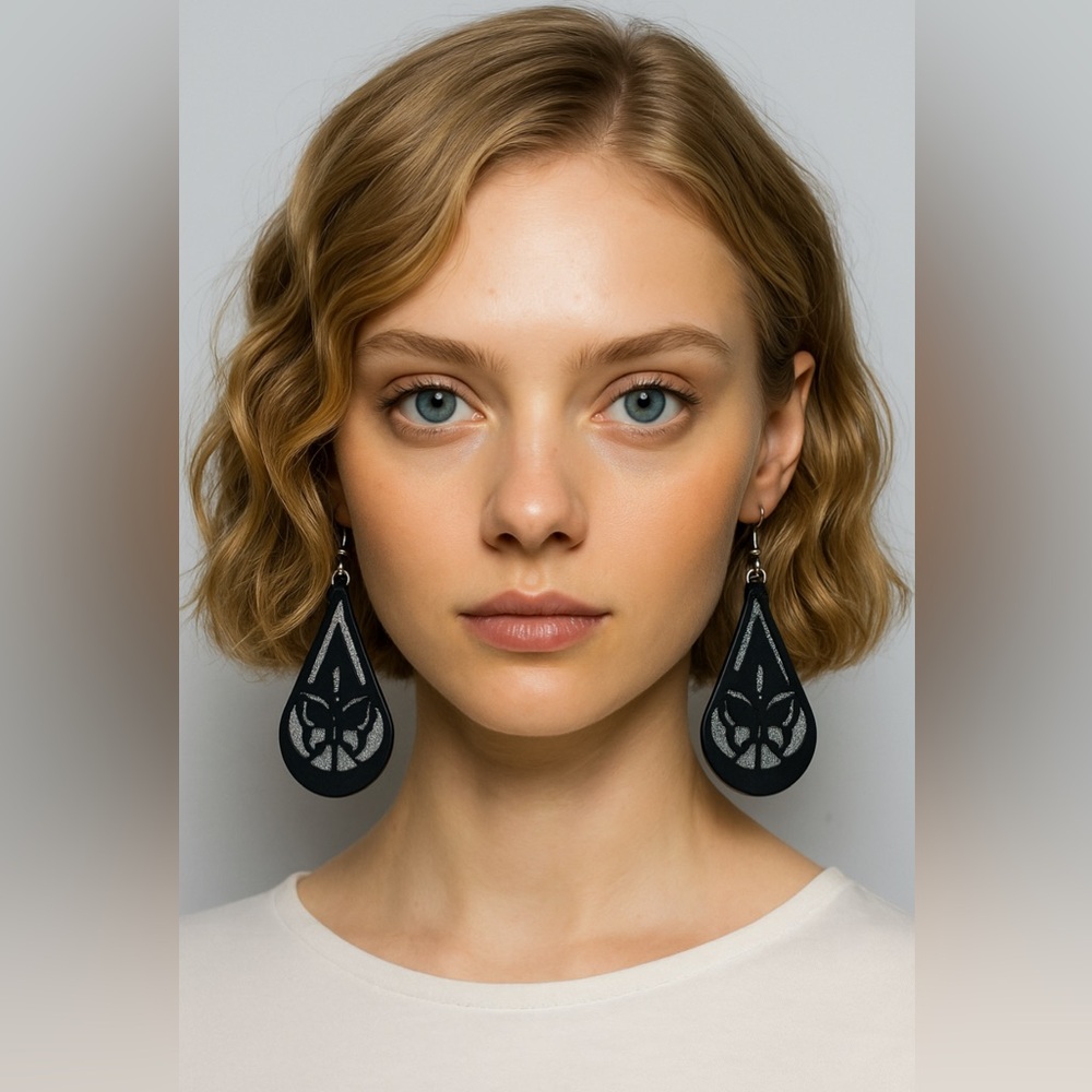 Elegant Black Butterfly Sparkling Teardrop Earrings